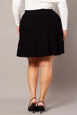 Black Knit Mini Skirt -You And All Fashion Store css2240c 40ab black 5
