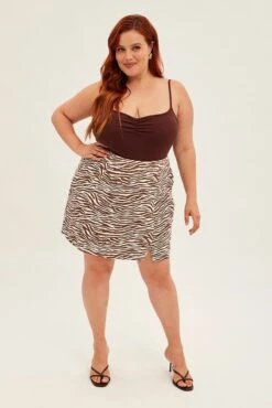 Multi Animal Print Mini Skirt Zebra Print A Line Cotton -You And All Fashion Store css2283a 34ab animal pri 3