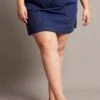 Blue Contrast Stitch Cotton Mini Skirt