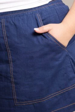 Blue Contrast Stitch Cotton Mini Skirt -You And All Fashion Store css2390x 10ab navy 6