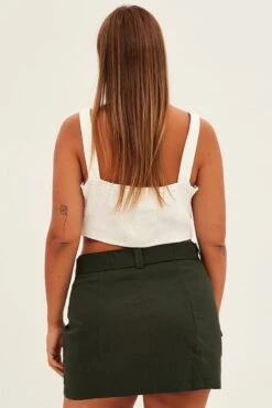 Green Cargo Skirt Belted Mini Cotton -You And All Fashion Store css2401 38ab dark khaki 6