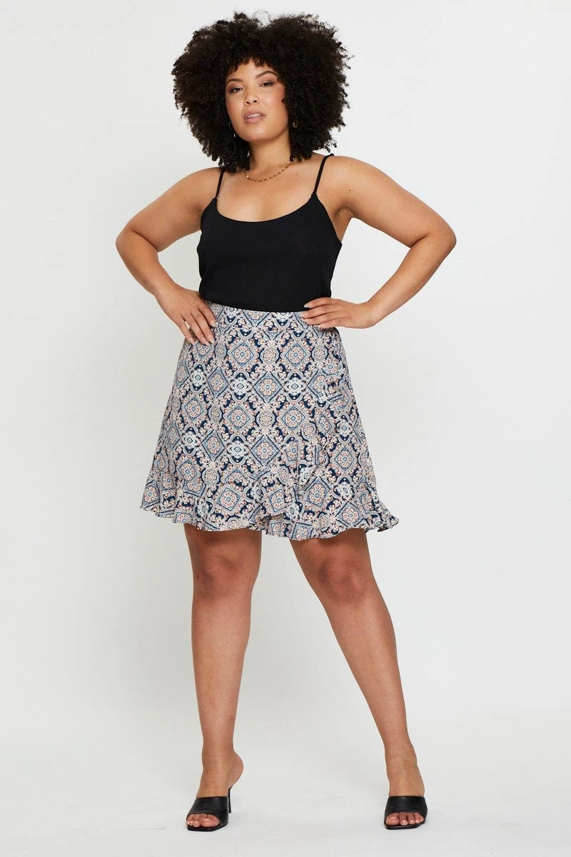 Paisley Pr Mini Skirt Ruffle Hem 2 Paisley Pr Mini Skirt Ruffle Hem - Image 2