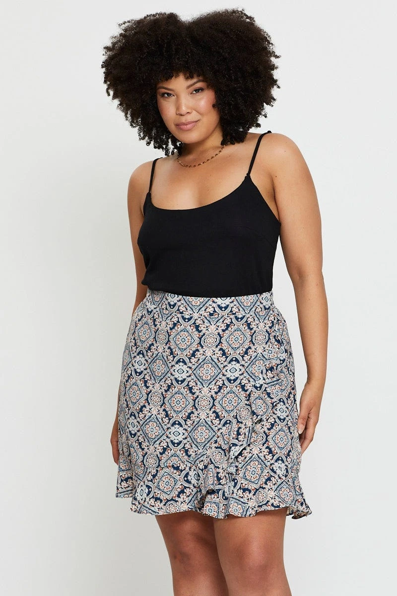 Paisley Pr Mini Skirt Ruffle Hem 3 Paisley Pr Mini Skirt Ruffle Hem - Image 3