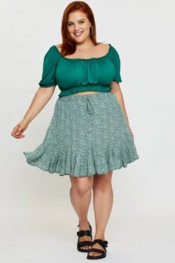 Animal Print Mini Skater Skirt Ruffle Hem -You And All Fashion Store css25284 81lb animal prt 3