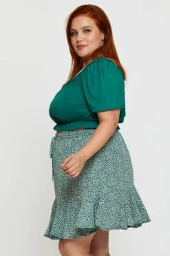 Animal Print Mini Skater Skirt Ruffle Hem -You And All Fashion Store css25284 81lb animal prt 4