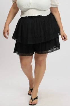 Black Mini Skirt Tiered -You And All Fashion Store css2573 81rb black 3