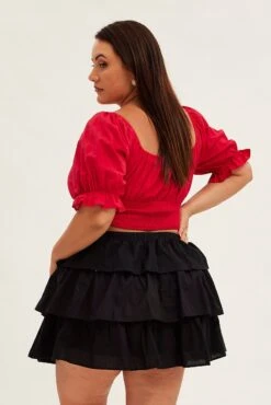 Black Skater Skirt Ruffle Cotton Mini -You And All Fashion Store css25912 46ab black 5