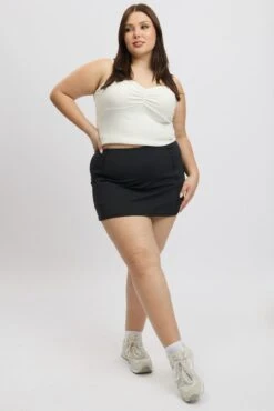 Black Front Split Tennis Skort Skirt -You And All Fashion Store css2607 84a black 3