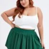 Green Mini Skirt Pleated Tennis With Shorts Underneath