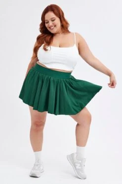 Green Mini Skirt Pleated Tennis With Shorts Underneath -You And All Fashion Store css2819 84a green 3