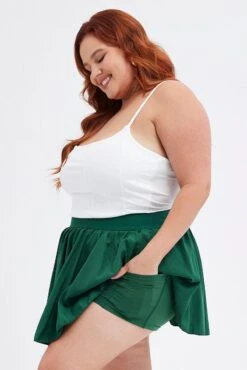 Green Mini Skirt Pleated Tennis With Shorts Underneath -You And All Fashion Store css2819 84a green 4