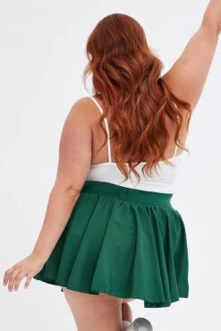 Green Mini Skirt Pleated Tennis With Shorts Underneath -You And All Fashion Store css2819 84a green 5