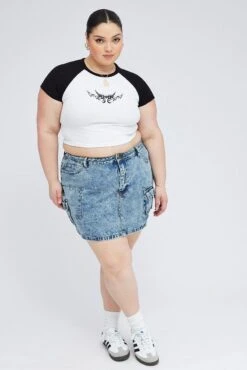 Denim Mini Skirt Denim Cargo Pocket -You And All Fashion Store css3162 20a mid wash 3