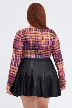 Black Tennis Skirt Mini Pleated Faux Leather -You And All Fashion Store css31734l 33ab black 5