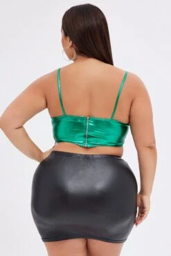 Black Mini Skirt Wet Look Ruched -You And All Fashion Store css31820 34ab black 5