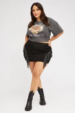 Black Fringe Festival Mini Skirt -You And All Fashion Store css32231 47ab black 3