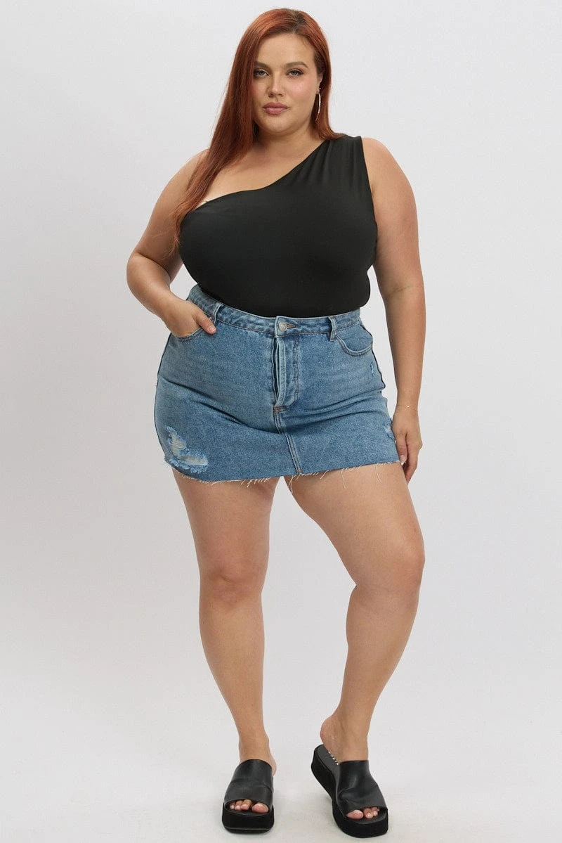 Denim Distressed Mini Skirt 1 Denim Distressed Mini Skirt