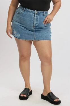 Denim Distressed Mini Skirt 8 Denim Distressed Mini Skirt -You And All Fashion Store css32435a 84ab mid wash 3