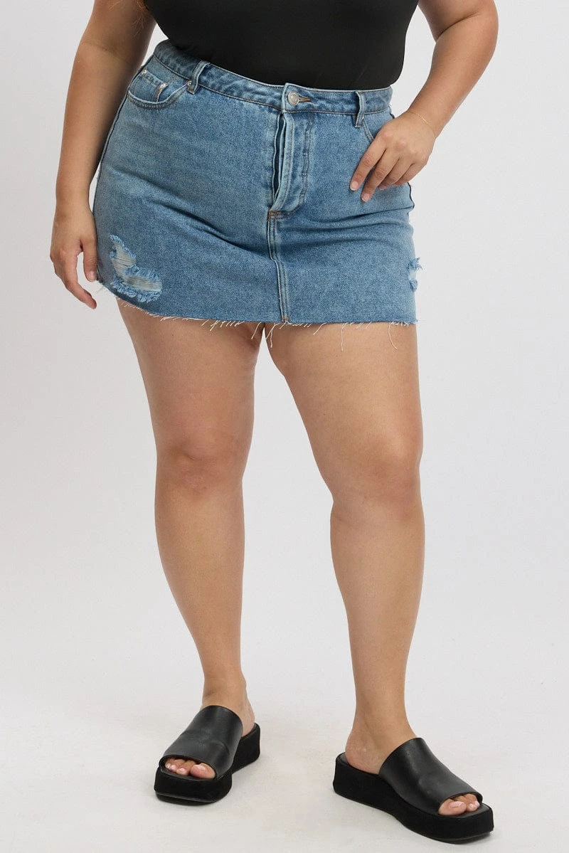 Denim Distressed Mini Skirt 3 Denim Distressed Mini Skirt - Image 3