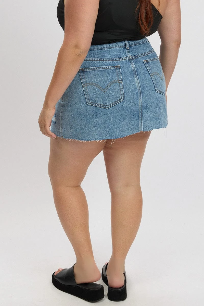 Denim Distressed Mini Skirt 5 Denim Distressed Mini Skirt - Image 5