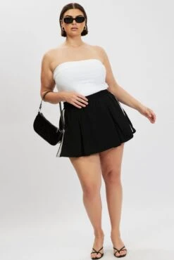 Black Side Stripe Mini Skort Skirt -You And All Fashion Store css32462 84ab black 3