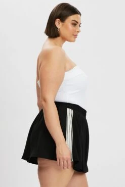 Black Side Stripe Mini Skort Skirt -You And All Fashion Store css32462 84ab black 4