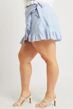 Blue Stripe Wrap Frill Miniskirt -You And All Fashion Store css32465 10a stripe 4