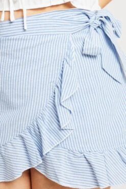 Blue Stripe Wrap Frill Miniskirt -You And All Fashion Store css32465 10a stripe 6