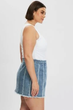 Denim Frayed Denim Mini Skirt -You And All Fashion Store css32521 84ab mid wash 4