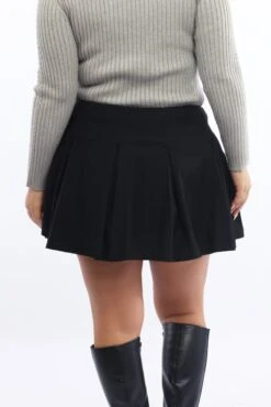 Black Bengaline Mini Skorts Skirt -You And All Fashion Store css32536 47a black 4