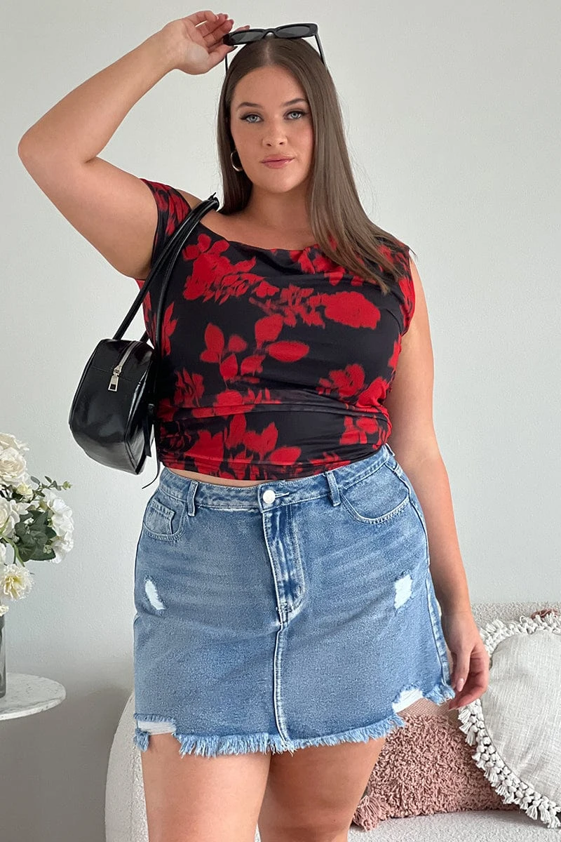 Denim Contrast Stitch Distressed Mini Skirt 1 Denim Contrast Stitch Distressed Mini Skirt