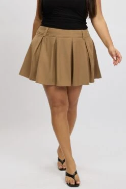 Beige Pleated Mini Tennis Skirt -You And All Fashion Store css3537 10ab beige 3
