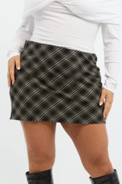 Black Check Mini Bias Skirt
