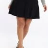 Black Flare Knit Mini Skirt