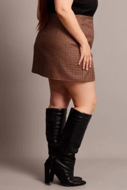 Brown Check Split Mini Skirt -You And All Fashion Store css5604x 10ab check 5