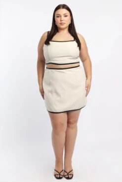 Beige Mini Skirt PU Trim -You And All Fashion Store css5604x 125db beige 4