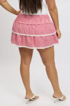 Red Check Ruffle Gingham Lace Trim Mini Skirt 10 Red Check Ruffle Gingham Lace Trim Mini Skirt -You And All Fashion Store css8536 84ab check 5