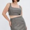 Grey Mini Skirt Faux Leather