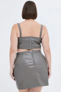 Grey Mini Skirt Faux Leather -You And All Fashion Store cssc5414g 34rb charcoal 5