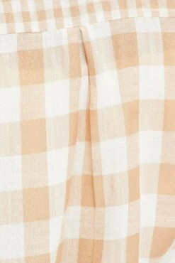 Beige Check Relaxed Shirt Short Sleeve V-neck -You And All Fashion Store cwc0005d 35r check 6