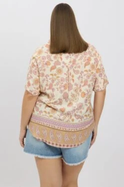 Beige Boho Relaxed Shirt Short Sleeve -You And All Fashion Store cwc0005k 35r boho 5