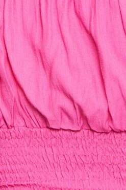 Pink Crop Top Short Sleeve Shirred 11 Pink Crop Top Short Sleeve Shirred -You And All Fashion Store cwc0061a 34l pink 6 1