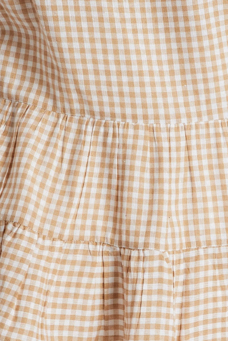 Beige Check Tiered Top Short Sleeve 6 Beige Check Tiered Top Short Sleeve - Image 6