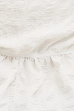 White Peplum Top Short Sleeve Texturedre Ruched -You And All Fashion Store cwc1031 46rb white 6