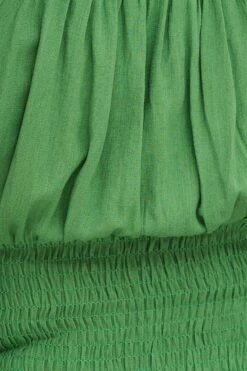 Green 3/4 Sleeve Gathered Bust Crop Top -You And All Fashion Store cwc1056 34r green 6