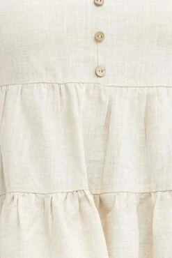 Beige Smock Top Short Sleeve Tiered -You And All Fashion Store cwc1087a 35rb natural 6