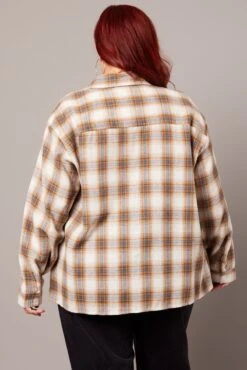 Beige Check Relaxed Shirt Long Sleeve -You And All Fashion Store cwc1090a 33rb check 5