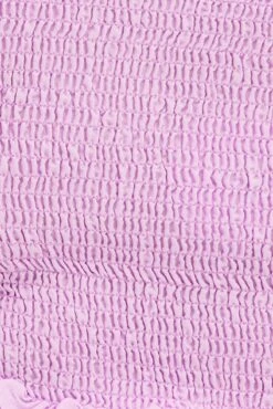 Purple Shirred Short Sleeve Crop Top -You And All Fashion Store cwc1093b 47rb lilac 6