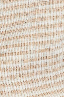 Beige Check Shirred Top Short Sleeve Square Neck -You And All Fashion Store cwc1093c 47rb check 6