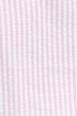 Pink Stripe Shirt Short Sleeve Banded Collar Elastic Waist -You And All Fashion Store cwc1140 35rb stripe 6